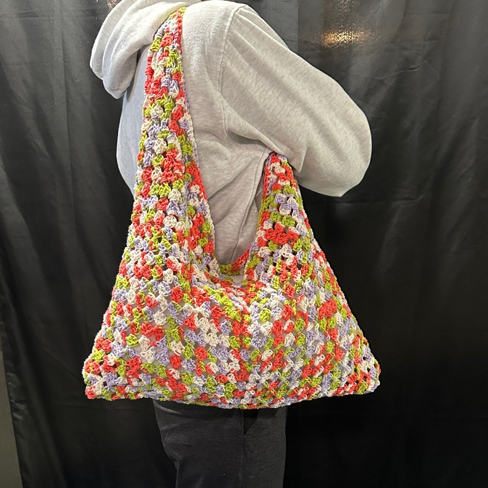 Hand Crafted Multicolor Crochet Shoulder Bag